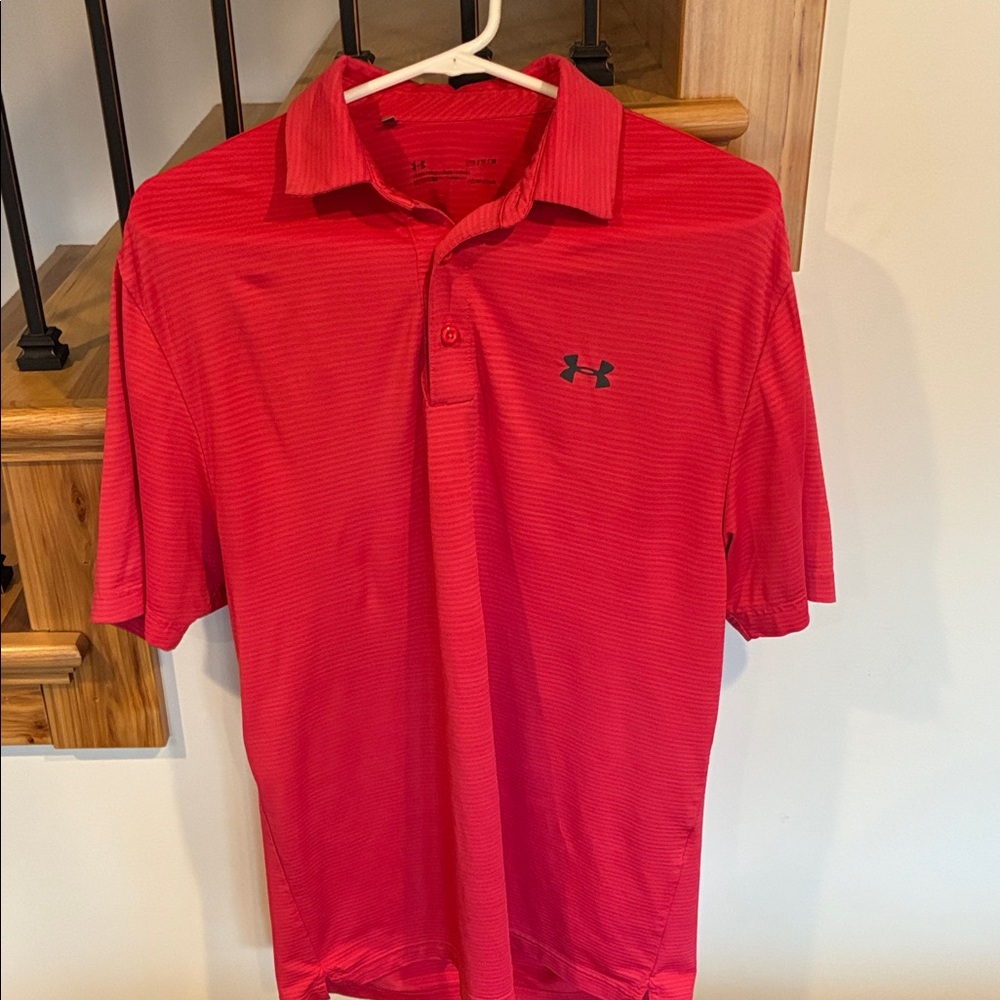 Under Armour Men’s Red Short-Sleeve Polo with Black Logo
